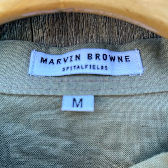 Marvin Browne Linen Short Sleeve Tunic Dress Olive Green M - Picture 4 of 13